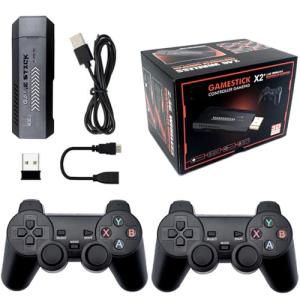 X2 Plus Game Stick Retro Video Game Console 4K Games Stick with 128G 40000+ Games / 2.4G Wireless Controllers / HD Output Game Machine Portable Christmas & Kids Gift (128GB)