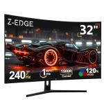 Z-Edge 32 Inch Curved Gaming Monitor 240Hz 1ms MPRT Full HD 16:9 Curved Screen Frameless LED Monitor, Ultra-Thin Bezel, FreeSync, DisplayPort & HDMI, Black
