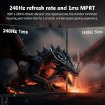 Z-Edge 32 Inch Curved Gaming Monitor 240Hz 1ms MPRT Full HD 16:9 Curved Screen Frameless LED Monitor, Ultra-Thin Bezel, FreeSync, DisplayPort & HDMI, Black