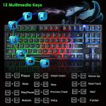 LexonElec K16 Wired 87keys Gaming Keyboard Mechanical Feeling Rainbow LED Backlit Waterproof Ergonomic 16keys Anti ghosting PC Gaming Keyboard for PC, Office, Play Games(K16-Black)
