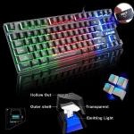 LexonElec K16 Wired 87keys Gaming Keyboard Mechanical Feeling Rainbow LED Backlit Waterproof Ergonomic 16keys Anti ghosting PC Gaming Keyboard for PC, Office, Play Games(K16-Black)