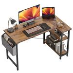CubiCubi L Shaped Gaming Desk, 100x70 cm Computer Desk with Storage Bag, Office Desk Writing Table with Large Reversible Storage Shelves, Workstation for Study Play Work Home Office, Rustic Brown