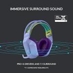 Logitech G733 LIGHTSPEED Wireless Gaming Headset with suspension headband, LIGHTSYNC RGB, Blue VO!CE mic technology and PRO-G audio drivers, Lightweight, 29 Hour battery life, 20m range - Lilac