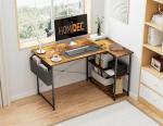 HOMIDEC L Shaped Desk 100CM Computer Desk Study Office Table GamingDesk Writing Table With Bookshelf Reversible Corner Table For Home Office Studio Workstation