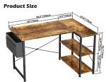 HOMIDEC L Shaped Desk 100CM Computer Desk Study Office Table GamingDesk Writing Table With Bookshelf Reversible Corner Table For Home Office Studio Workstation