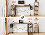 HOMIDEC L Shaped Desk 100CM Computer Desk Study Office Table GamingDesk Writing Table With Bookshelf Reversible Corner Table For Home Office Studio Workstation