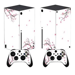 playvital Custom Vinyl Skins for Xbox Series X, Wrap Decal Cover Stickers for Xbox Series X Console Controller - Falling Cherry Blossom