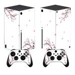 playvital Custom Vinyl Skins for Xbox Series X, Wrap Decal Cover Stickers for Xbox Series X Console Controller - Falling Cherry Blossom