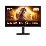 AOC Gaming Q27G4XD - 27 Inch Quad HD Monitor, 180 Hz, 1 ms, FreeSync. Prem., G-Sync comp., HDR400 (2560x1440, 2X HDMI 2.0, 1x DisplyPort 1.4), Black
