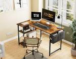 HOMIDEC L Shaped Desk 100CM Computer Desk Study Office Table GamingDesk Writing Table With Bookshelf Reversible Corner Table For Home Office Studio Workstation