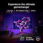 ASUS ROG Swift OLED PG32UCDM gaming monitor ― 32-inch 4K QD-OLED panel, 240Hz, 0.03ms (GTG), G-SYNC compatible, custom heatsink, graphene film, uniform brightness, 99% DCI-P3, True 10-bit, 90 W Type-C