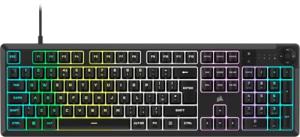 Corsair K55 CORE RGB Membrane Wired Gaming Keyboard – Quiet, Responsive Switches – Spill Resistance – Ten-Zone RGB – Media Keys – iCUE Compatible – QWERTY UK – PC, Mac – Black
