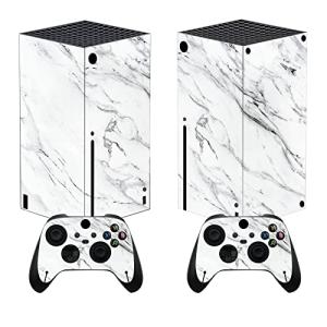 playvital Modern White Marble Custom Vinyl Skins for Xbox Series X, Wrap Decal Cover Stickers for Xbox Series X Console Controller