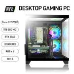 LXZ Gaming PC Desktop Computer, Core i7-13700F, Ge Force RTX 5060 8GB, 32GB DDR5 RAM, 1TB NVME SSD, WiFi 6, 850W PSU, ARGB Lighting, 3x DP & HDMI