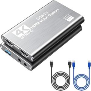4K HDMI Video Capture Card, USB3.0 1080P 60FPS Video Recorder, Nintendo Switch Capture Card for Streaming Gaming and Broadcasting, Works with Xbox Series X/S, Xbox One X/S, PS4, OBS, Camera, (Grey)
