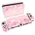 playvital Full Set Protective Stickers for Nintendo Switch OLED Model, Customized Vinyl Decal Skins for Switch OLED Console & Joycon & Dock & Grip - Cherry Blossoms Petals