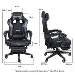 PULUOMIS Video Gaming Chair Massage for Adults with Footrest Computer Desk Chair PU Leather 150° Reclining High Back Support Office chair for Home with Headrest Lumbar (Grey)