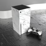 playvital Modern White Marble Custom Vinyl Skins for Xbox Series X, Wrap Decal Cover Stickers for Xbox Series X Console Controller