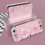 playvital Full Set Protective Stickers for Nintendo Switch OLED Model, Customized Vinyl Decal Skins for Switch OLED Console & Joycon & Dock & Grip - Cherry Blossoms Petals