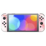 playvital Full Set Protective Stickers for Nintendo Switch OLED Model, Customized Vinyl Decal Skins for Switch OLED Console & Joycon & Dock & Grip - Pink Gold Marble