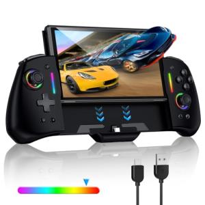 Gorixer Switch Controller for Nintendo Switch/OLED, Handheld Switch Pro Controller for Switch Gaming, RGB One-Piece Joypad Controller for Joy-con with Adjustable Turbo, Dual Motor Vibration