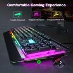 TECKNET RGB Gaming Keyboard UK Layout, USB Wired Computer Keyboard with 15-Zone RGB Illumination, All-Metal Panel, 25 Anti-ghosting Keys, 105 Keys, IP32 Water & Dust Resistant, 90% Quiet Keyboards