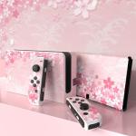 playvital Full Set Protective Stickers for Nintendo Switch OLED Model, Customized Vinyl Decal Skins for Switch OLED Console & Joycon & Dock & Grip - Cherry Blossoms Petals