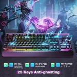 TECKNET RGB Gaming Keyboard UK Layout, USB Wired Computer Keyboard with 15-Zone RGB Illumination, All-Metal Panel, 25 Anti-ghosting Keys, 105 Keys, IP32 Water & Dust Resistant, 90% Quiet Keyboards