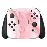playvital Full Set Protective Stickers for Nintendo Switch OLED Model, Customized Vinyl Decal Skins for Switch OLED Console & Joycon & Dock & Grip - Pink Gold Marble