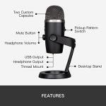 Logitech for Creators Blue Yeti Nano Premium USB Mic for Recording, Streaming, Gaming, Podcasting on PC and Mac, Condenser Microphone with Blue VO!CE Effects, No-Latency Monitoring - Black