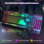 TECKNET RGB Gaming Keyboard UK Layout, USB Wired Computer Keyboard with 15-Zone RGB Illumination, All-Metal Panel, 25 Anti-ghosting Keys, 105 Keys, IP32 Water & Dust Resistant, 90% Quiet Keyboards