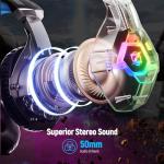 Gaming Headset Stereo Surround Sound Gaming Headphones with Breathing RGB Light & Adjustable Mic for PS4 PS5 PC Xbox One Laptop Mac
