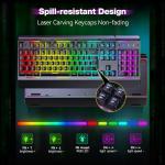 TECKNET RGB Gaming Keyboard UK Layout, USB Wired Computer Keyboard with 15-Zone RGB Illumination, All-Metal Panel, 25 Anti-ghosting Keys, 105 Keys, IP32 Water & Dust Resistant, 90% Quiet Keyboards