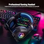 Gaming Headset Stereo Surround Sound Gaming Headphones with Breathing RGB Light & Adjustable Mic for PS4 PS5 PC Xbox One Laptop Mac