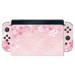 playvital Full Set Protective Stickers for Nintendo Switch OLED Model, Customized Vinyl Decal Skins for Switch OLED Console & Joycon & Dock & Grip - Cherry Blossoms Petals