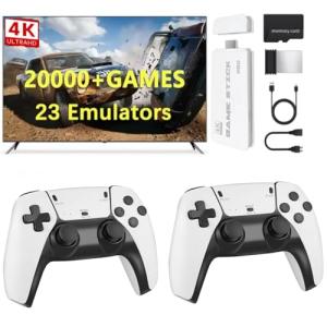 Whatsko 2025 Upgraded Retro Games Console, M15 Game Stick 4k 20000+ retro Games with 23 Emulators, HDMI Plug and Play Retro TV Games with 2 Wireless Controllers (64G)