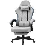 GTPLAYER Fabric Gaming Chair with Footrest, Ergonomic Computer Desk Chair with Pocket Spring Cushion Home Office High Back Support Lumbar Support Heavy Duty Wide