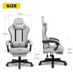 GTPLAYER Fabric Gaming Chair with Footrest, Ergonomic Computer Desk Chair with Pocket Spring Cushion Home Office High Back Support Lumbar Support Heavy Duty Wide