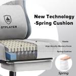 GTPLAYER Fabric Gaming Chair with Footrest, Ergonomic Computer Desk Chair with Pocket Spring Cushion Home Office High Back Support Lumbar Support Heavy Duty Wide