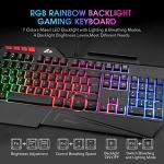 Rii RK202 Gaming Keyboard,LED Rainbow Backlit Light up Keyboard With Membrane Keys,Spill-Resistant,for PC Computer,Laptop,Windows,Gamer,Xbox one,PS4,PS5-UK Layout