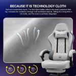 GTPLAYER Fabric Gaming Chair with Footrest, Ergonomic Computer Desk Chair with Pocket Spring Cushion Home Office High Back Support Lumbar Support Heavy Duty Wide
