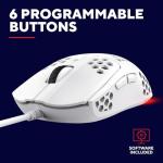 Trust Gaming GXT 928W Helox White Gaming Mouse, Superlight USB Wired Mouse 65g, Adjustable DPI (200-6400), Optical Sensor, 6 Programmable Buttons, RGB LED Lighting, Gaming PC Gaming Laptop Macbook