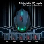 Redragon M908 Impact RGB LED MMO Mouse with Side Buttons Optical Wired Gaming Mouse with 12,400DPI, High Precision, 20 Programmable Mouse Buttons