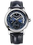 Frederique Constant Men's FC718NWM4H6 Worldtimer Automatic Watch With Blue Leather Band
