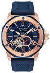 Bulova Mens Analogue Automatic Watch with Silicone Strap 98A227, Blue, Strap