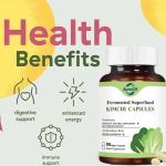 Kimchi Powder Capsules, Probiotics, Enzymes, & Antioxidant Supplement, Premium Gut Health Superfood for Overall Well Being, Overall Well Being,Gut Health-Reduce Aging, 90 Capsules