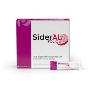 Pharmanutra SiderAL Folic Iron Supplement for Women, Vitamins C, D, B6, B12, Folic Acid, Reduces Fatigue, Iron Deficiency, Pregnancy, Gentle on Stomach, Non-Constipating, Rapid Absorption, 20 Sachets