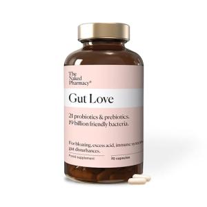 The Naked Pharmacy | Gut Love | Natural Probiotic & Prebiotic for Gut Health | High Strength | Digestive Supplements | Vegan | 30 Capsules