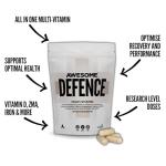 Awesome Health Defence - Vegan Multivitamin Tablets – Multi-Vitamin & Multinutrient Supplement – 120 Capsules – Vitamin D,C,E – Immune Support, Antioxidant Protection – Vegan Supplement