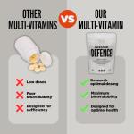 Awesome Health Defence - Vegan Multivitamin Tablets – Multi-Vitamin & Multinutrient Supplement – 120 Capsules – Vitamin D,C,E – Immune Support, Antioxidant Protection – Vegan Supplement